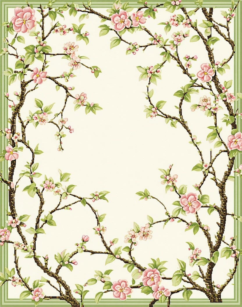 Floral Branches with Pink Blossoms Design Rug