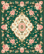 Elegant Floral Garden Motif Rug