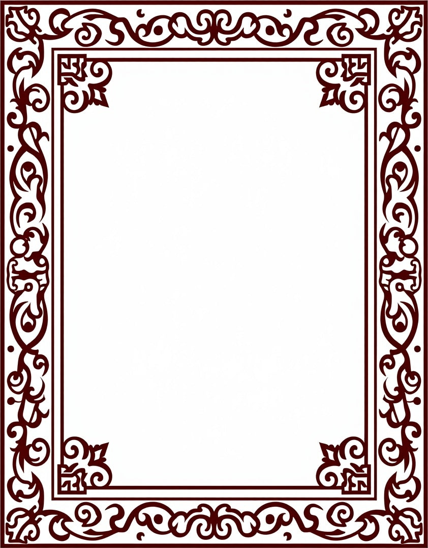 Ornate Scrolling Vine Border Design Rug
