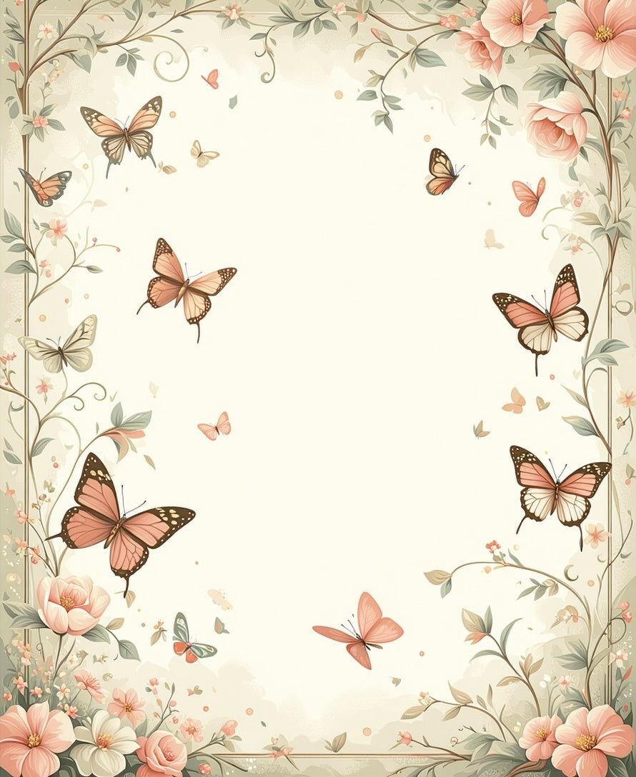 Whimsical Butterflies Floral Garden Design Rug