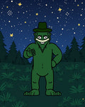 Green Creature Starry Night Woodland Pattern Rug