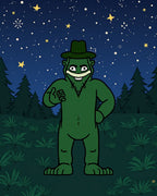 Green Creature Starry Night Woodland Pattern Rug