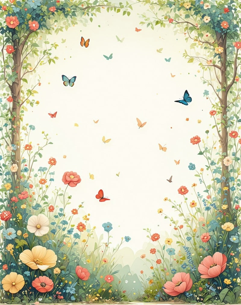 Whimsical Garden Fluttering Butterflies Rug