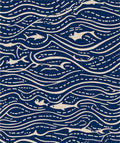Coastal Fish Wave Pattern Design Rug