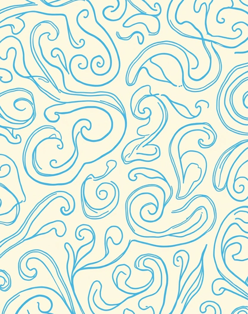 Blue Swirls On Cream Background Rug