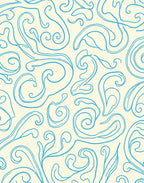 Blue Swirls On Cream Background Rug