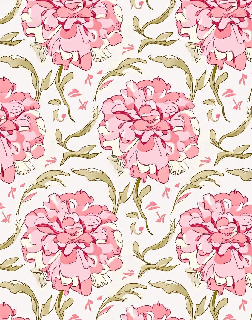 Pink Floral Sketch Pattern Rug