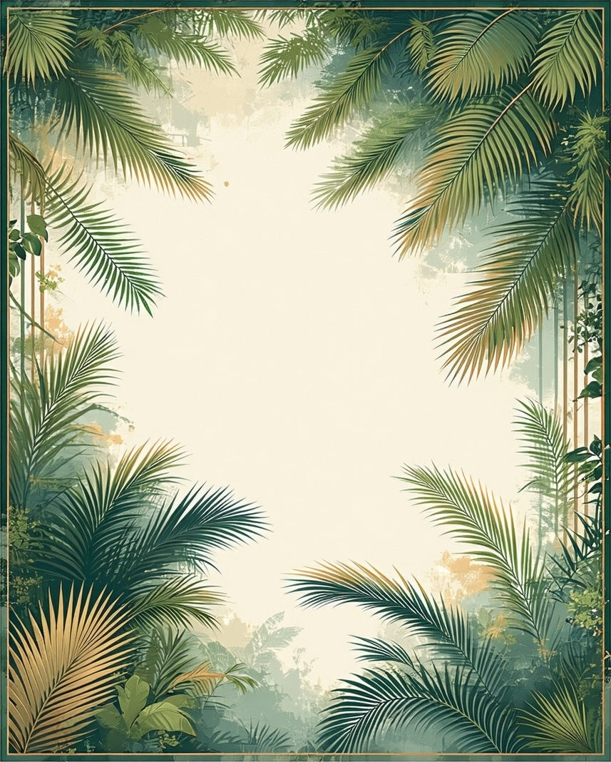 Tropical Forest Palm Frond Design Rug