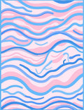 Abstract Blue Pink Wavy Lines Rug