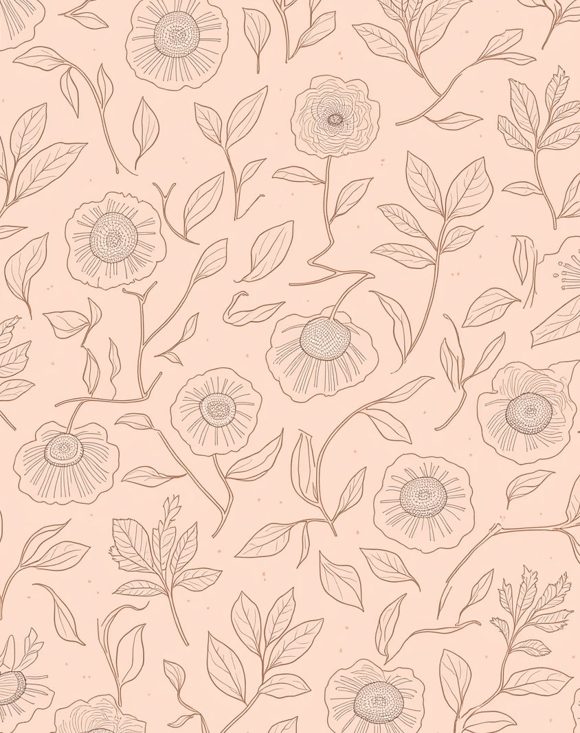 Sketchy Floral Nature Pattern Rug