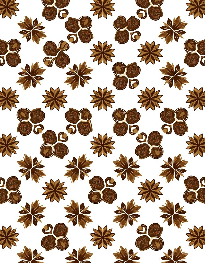 Brown Star Anise Floral Pattern Rug