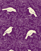 Whimsical Bird Garden Outline Design Rug