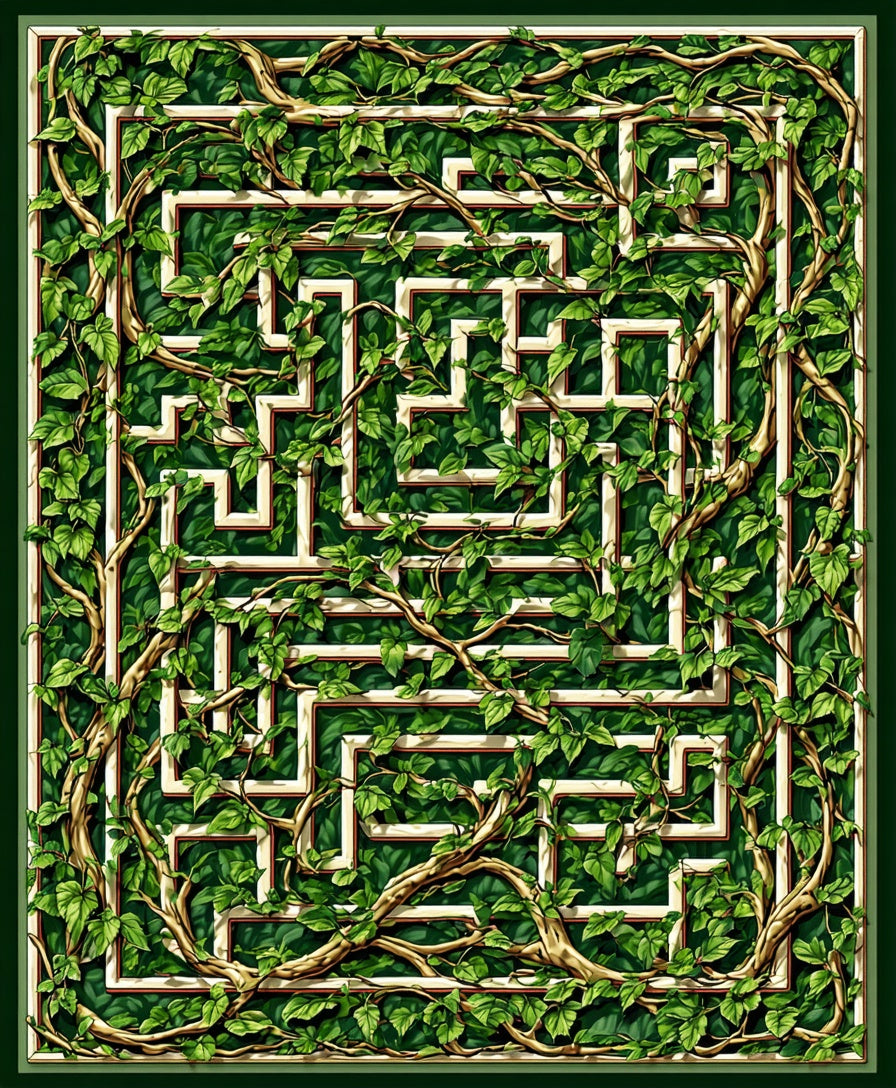 Overgrown Maze With Greenery Design Rug