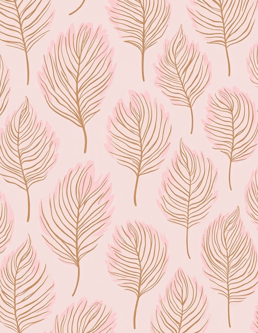 Pink and Gold Leaf Pattern Rug