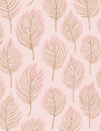 Pink and Gold Leaf Pattern Rug