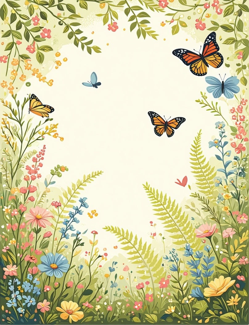 Whimsical Butterfly Garden Floral Rug