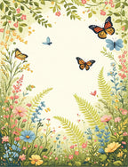 Whimsical Butterfly Garden Floral Rug