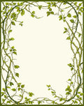 Green Vine Botanical Border Design Rug