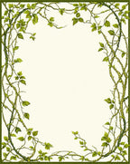 Green Vine Botanical Border Design Rug