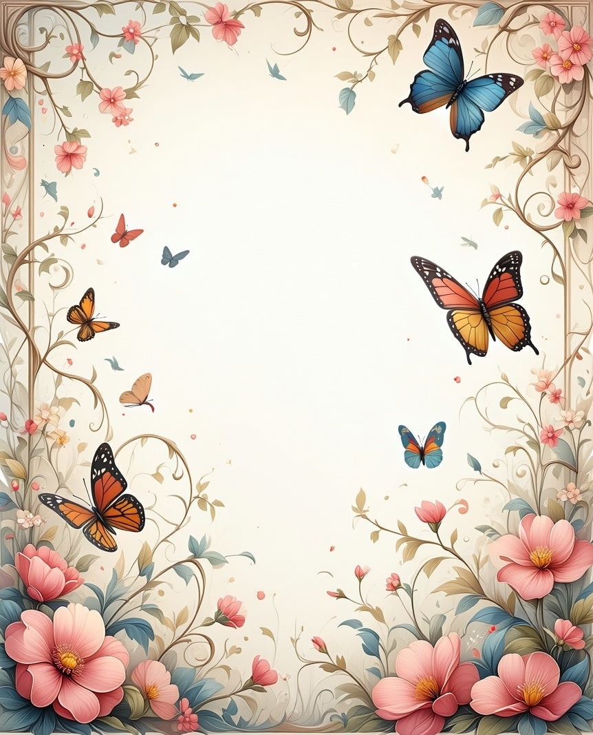 Whimsical Butterflies and Floral Garden Rug