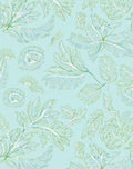 Light Aqua Tropical Leaf Pattern Rug