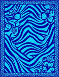 Bold Blue Floral Zebra Stripes Design Rug