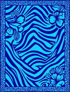 Bold Blue Floral Zebra Stripes Design Rug
