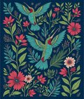 Hummingbirds and Tropical Flowers Pattern Rug