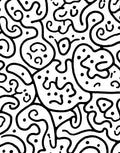 Abstract Black White Doodle Pattern Rug