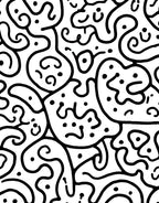 Abstract Black White Doodle Pattern Rug