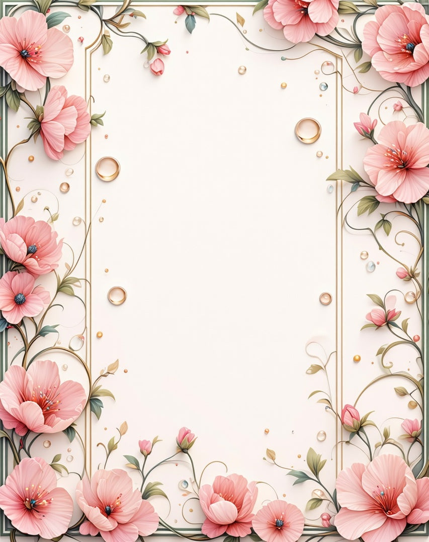Pink Blossom Floral Vine Pattern Rug