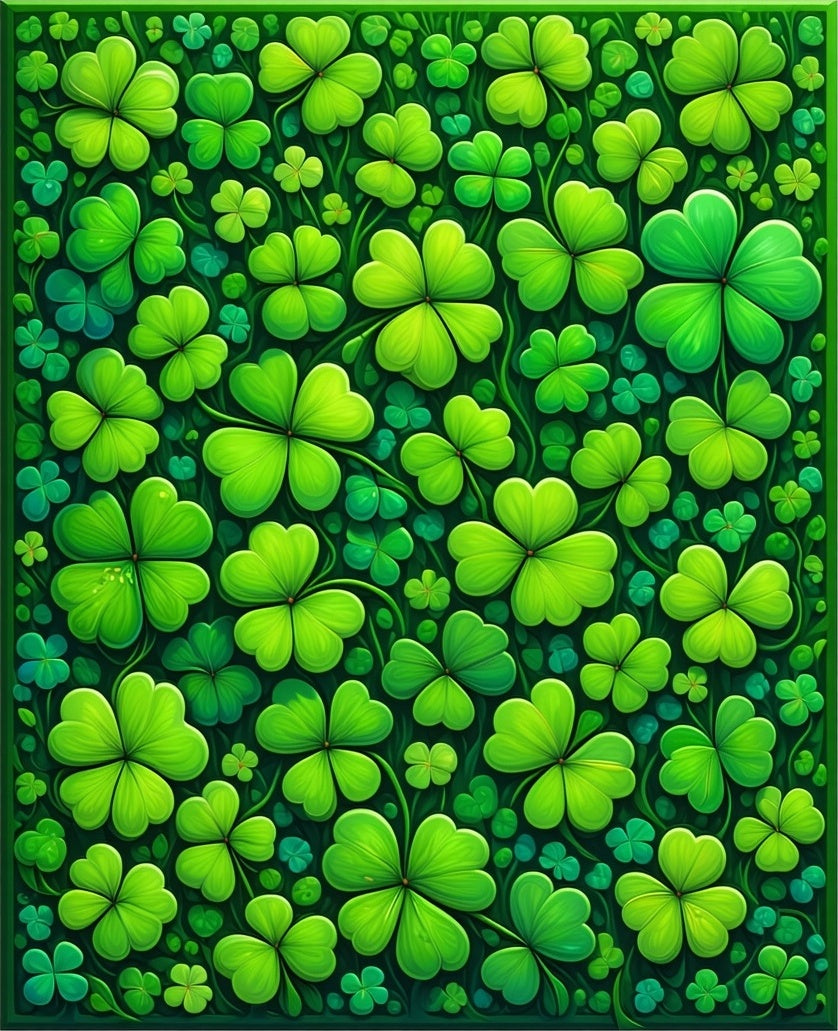 Emerald Green Clover Pattern Rug