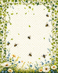 Whimsical Bees Floral Garden Pattern Rug