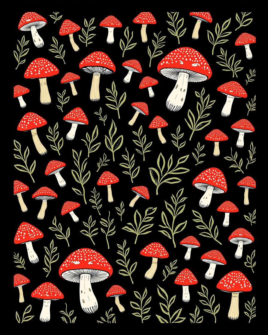 Whimsical Mushroom Pattern Rug