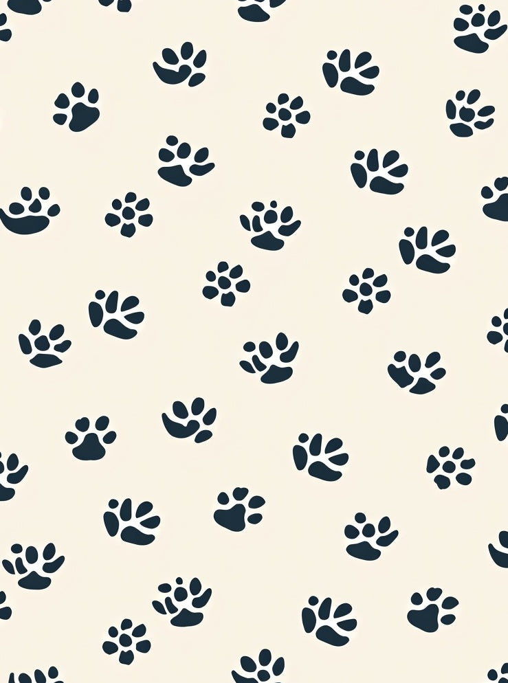 Navy Paw Prints Cream Background Rug