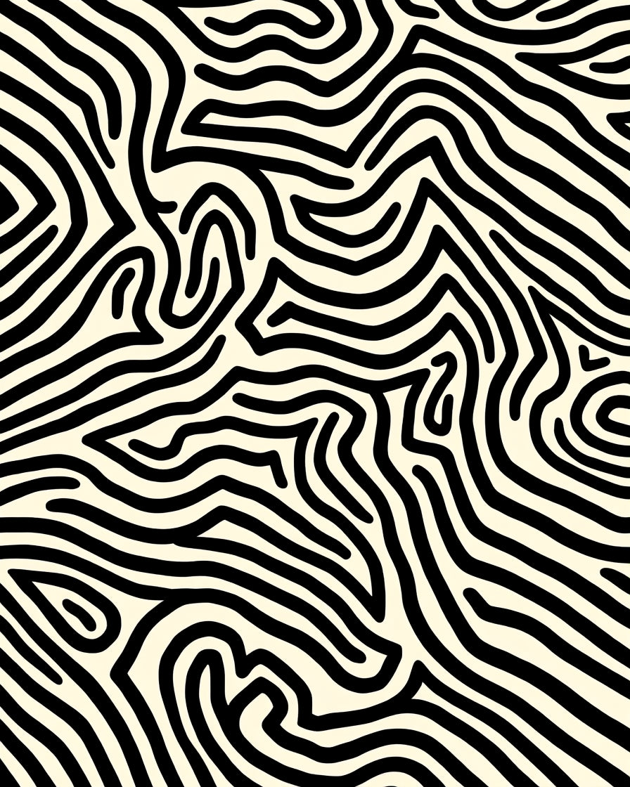 Abstract Black Zebra Stripe Design Rug