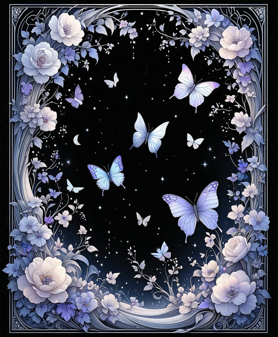 Ethereal Butterflies and Floral Fantasy Rug