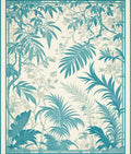 Tropical Teal Leaf Pattern Rug