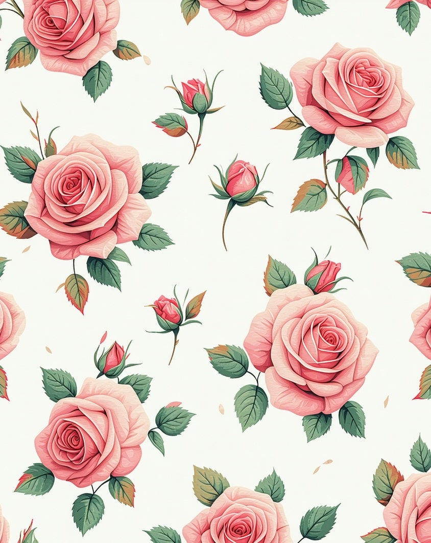 Pink Rose Botanical Garden Pattern Rug