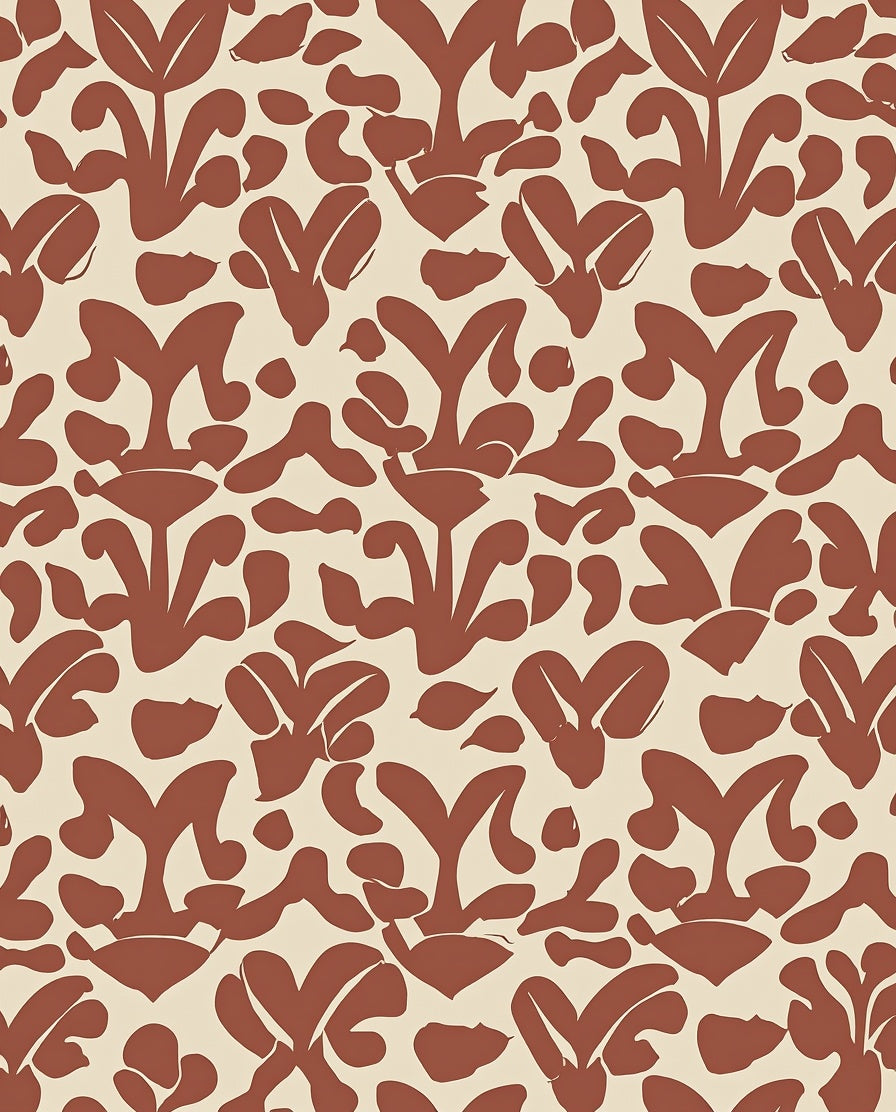 Terra Cotta Abstract Floral Pattern Rug