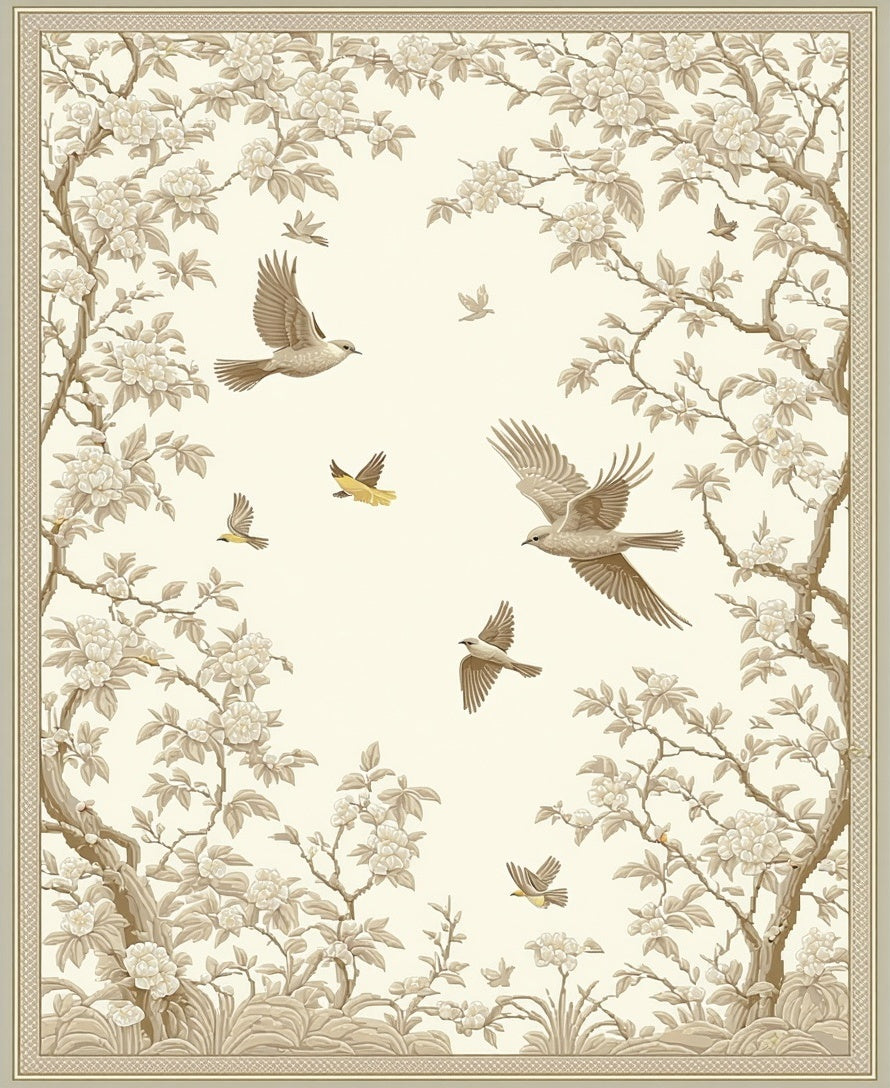 Tapestry Bird and Floral Garden Rug