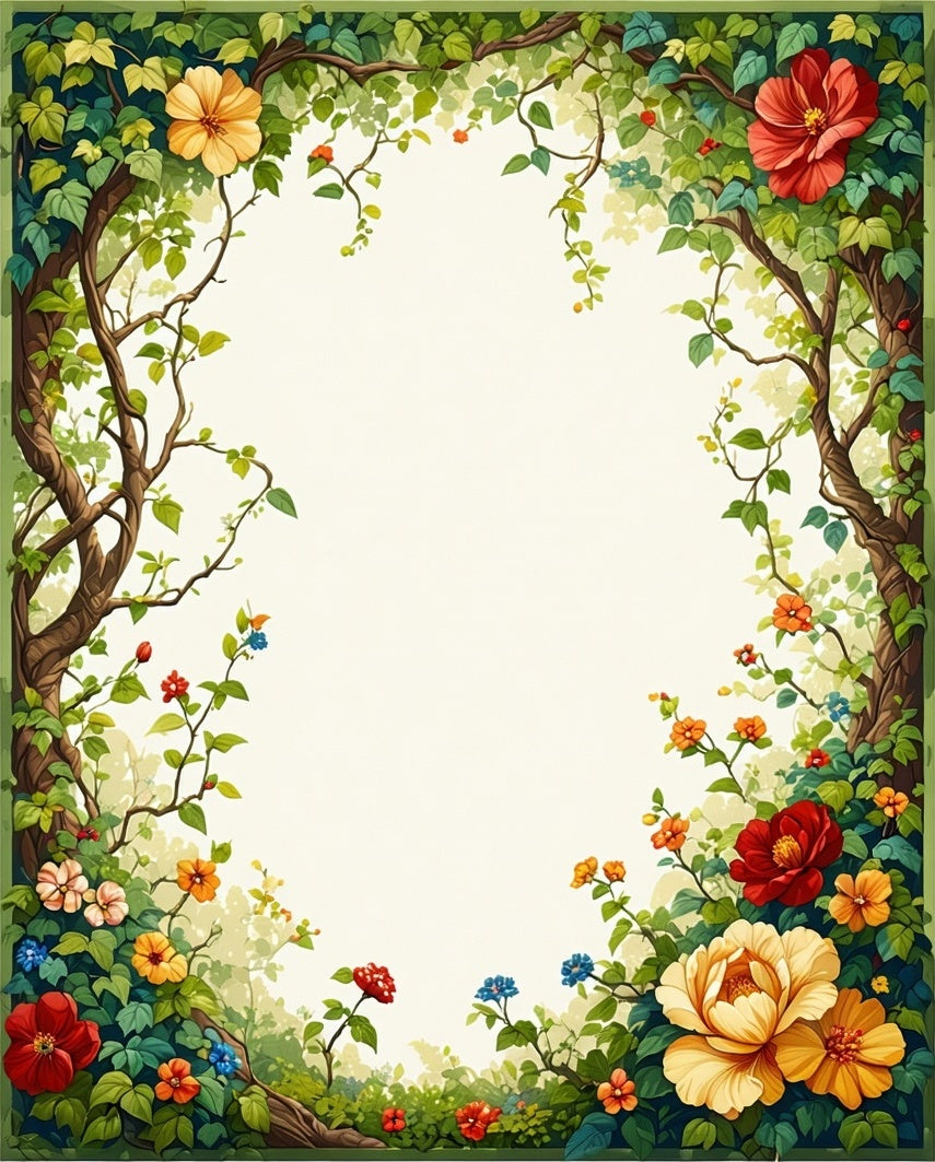 Whimsical Floral Vine Garden Design Rug