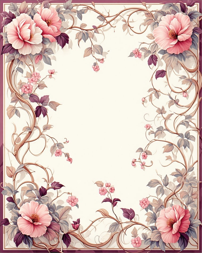 Pink Floral Vines Vintage Pattern Rug