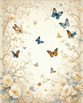 Delicate Floral Butterfly Pattern Rug