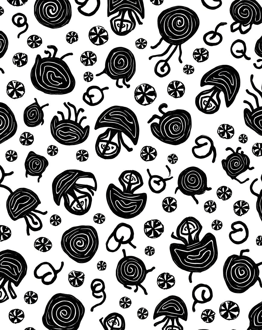 Tribal Jellyfish Swirl Pattern Rug