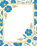Blue Golden Floral Border Rug