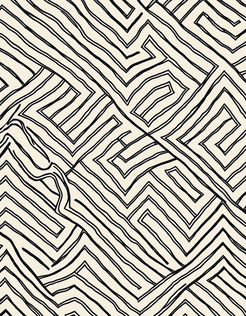 Bold Geometric Maze Pattern Rug