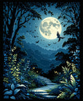 Magical Moonlit Night Garden Design Rug