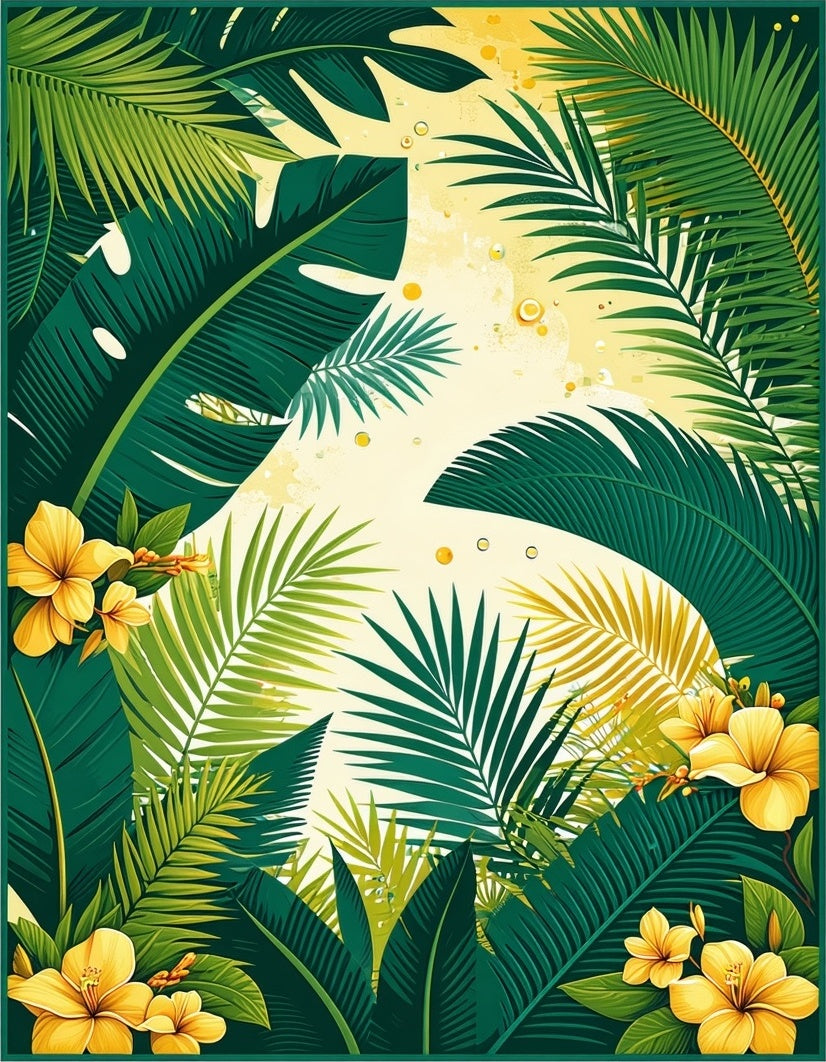 Lush Tropical Foliage Floral Pattern Rug