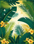 Lush Tropical Foliage Floral Pattern Rug